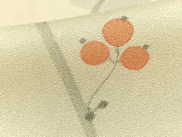 平和屋着物▽上質な小紋 単衣 手描き 南天文 正絹 逸品 AAAW1273fy
