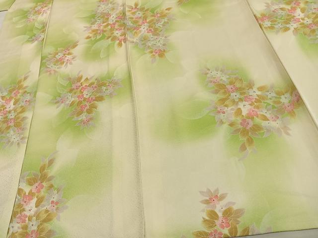 平和屋着物▽上質な小紋 単衣 草花文 暈し染め 正絹 逸品 未使用 AAAW1277fy