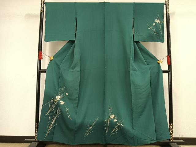 平和屋着物▽訪問着 単衣 草花文 金銀彩 正絹 逸品 AAAW1279fy
