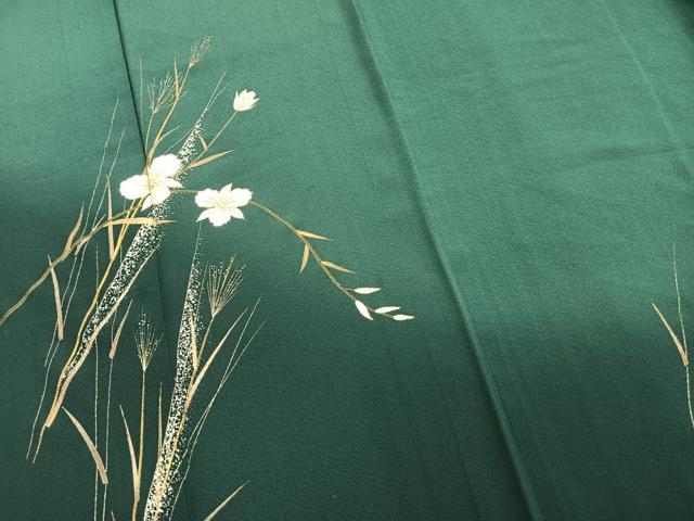 平和屋着物▽訪問着 単衣 草花文 金銀彩 正絹 逸品 AAAW1279fy