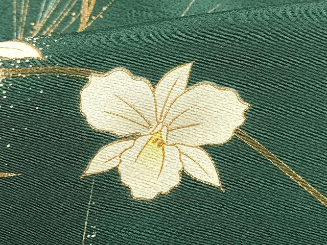 平和屋着物▽訪問着 単衣 草花文 金銀彩 正絹 逸品 AAAW1279fy