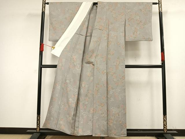 平和屋着物▽上質な小紋 単衣 橘文 正絹 逸品 AAAW1282fy