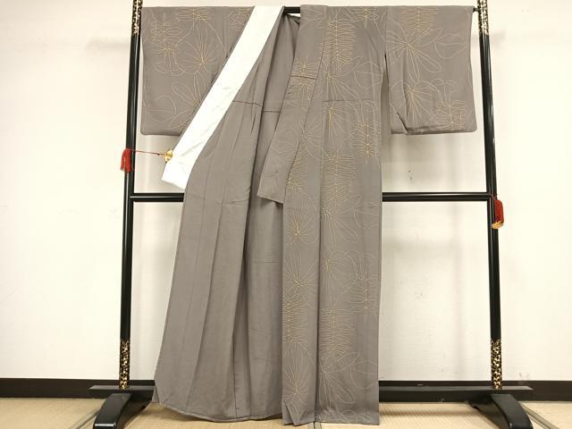 平和屋着物▽上質な小紋 単衣 草花文 金彩 正絹 逸品 AAAW1284fy