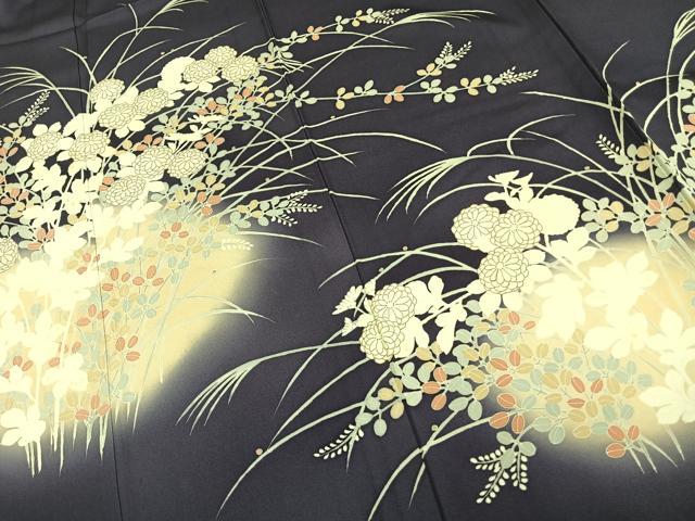 平和屋着物▽訪問着 単衣 草花文 暈し染め 金彩 正絹 逸品 AAAW1288fy