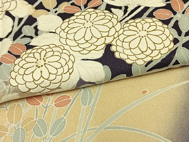 平和屋着物▽訪問着 単衣 草花文 暈し染め 金彩 正絹 逸品 AAAW1288fy