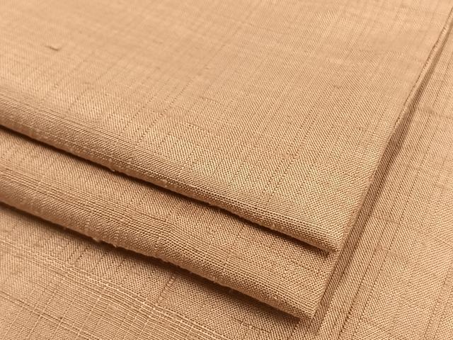 平和屋着物▽上質な紬 単衣 色無地 一斤染色 正絹 逸品 AAAW1292fy