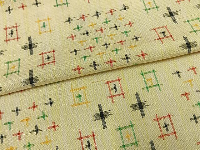 平和屋着物▽上質な紬 単衣 十字絣 正絹 逸品 AAAW1300fy