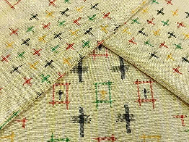 平和屋着物▽上質な紬 単衣 十字絣 正絹 逸品 AAAW1300fy