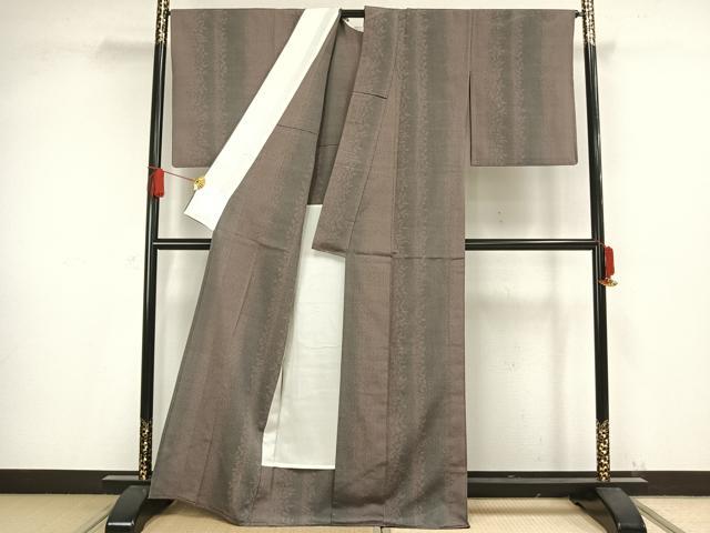 平和屋着物▽本塩沢 単衣 草花間道 正絹 逸品 AABJ8188ck