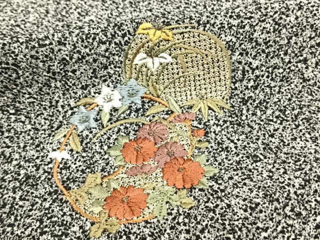 平和屋着物▽訪問着 単衣 中国三大刺繍 汕頭刺繍 スワトウ刺繍 草花丸文 銀糸 正絹 逸品 AAAW1308fy