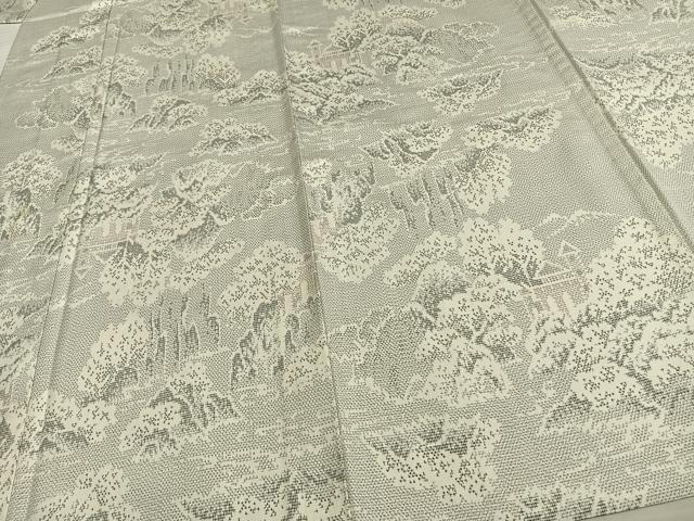平和屋着物▽上質な紬 単衣 風景文 正絹 逸品 AAAW1321fy