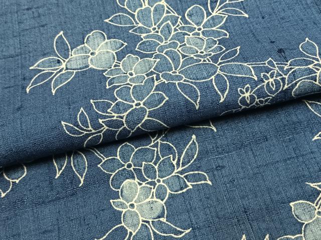 平和屋着物▽上質な小紋 単衣 紬地 草花文 正絹 逸品 AAAW1329fy