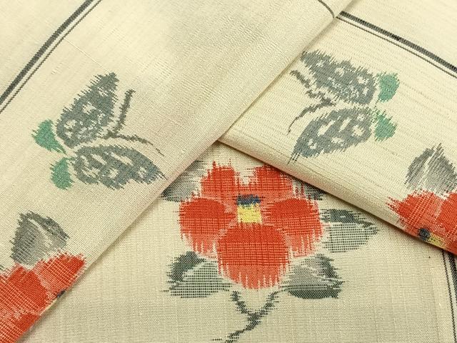 平和屋着物▽上質な紬 単衣 花蝶文 ロング丈 正絹 逸品 AAAW1333fy