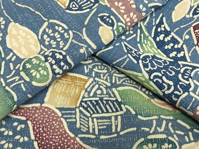 平和屋着物▽上質な小紋 単衣 型染め 風景文 正絹 逸品 AAAW1336fy