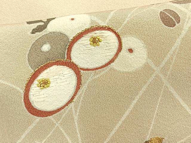 平和屋着物▽訪問着 単衣 刺繍 中国三大刺繍 相良刺繍 草花文 金糸 正絹 逸品 AAAW1348fy