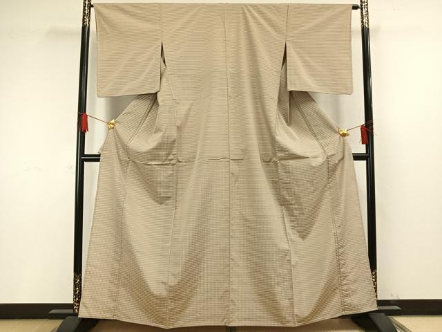 平和屋着物▽上質な紬 単衣 吉野間道 正絹 逸品 AAAW1363fy