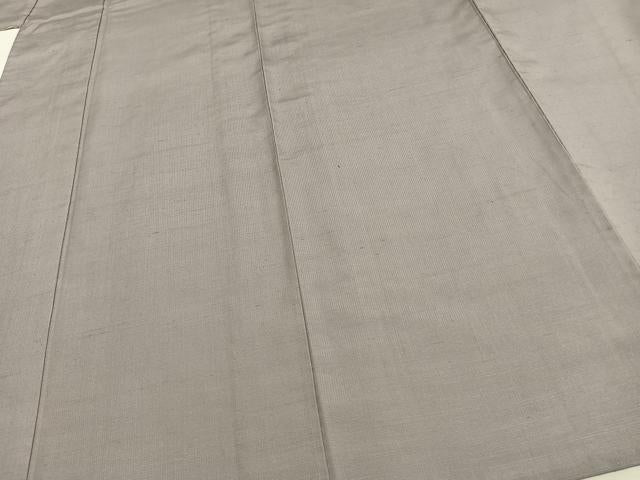 平和屋着物▽上質な紬 単衣 色無地 暁鼠色 反端付き 正絹 逸品 未使用 AAAW1364fy
