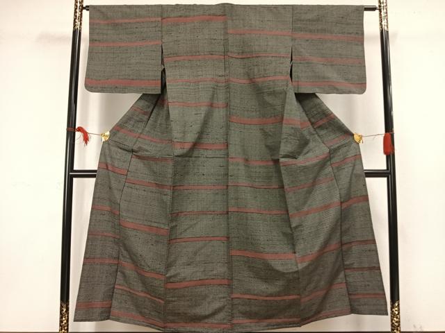 平和屋着物▽訪問着 単衣 横縞 正絹 逸品 AAAW1379fy
