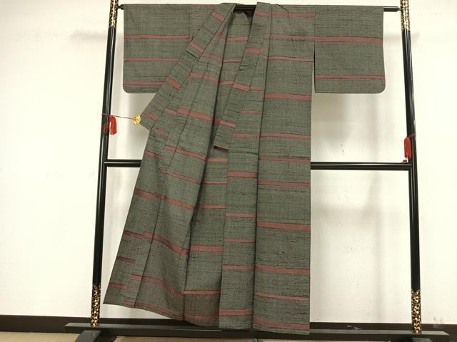 平和屋着物▽訪問着 単衣 横縞 正絹 逸品 AAAW1379fy