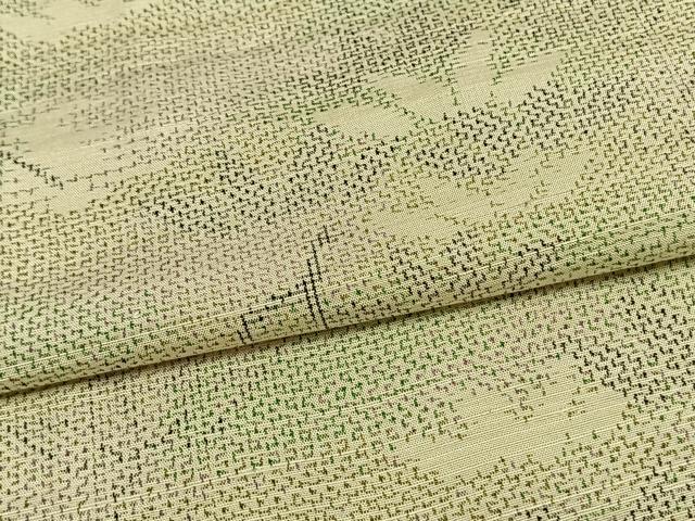 平和屋着物▽上質な紬 単衣 枝葉文 正絹 逸品 AAAW1382fy