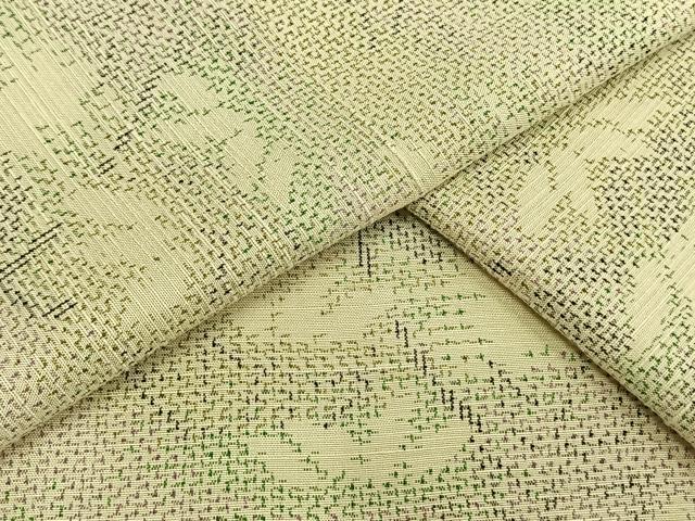 平和屋着物▽上質な紬 単衣 枝葉文 正絹 逸品 AAAW1382fy