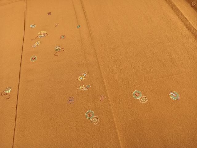 平和屋着物▽訪問着 単衣 総刺繍 宝尽くし文様 金糸 正絹 逸品 AAAW1400fy