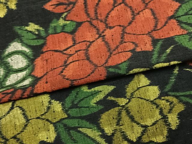 平和屋着物▽上質な紬 単衣 草花文 正絹 逸品 AAAW1401fy