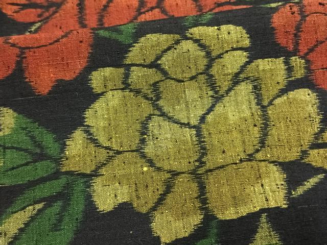 平和屋着物▽上質な紬 単衣 草花文 正絹 逸品 AAAW1401fy