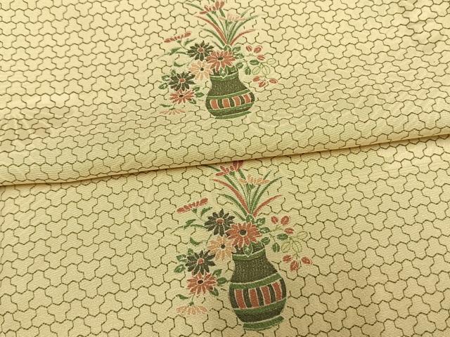 平和屋着物▽上質な小紋 単衣 草花陶器文 正絹 逸品 AAAW1402fy
