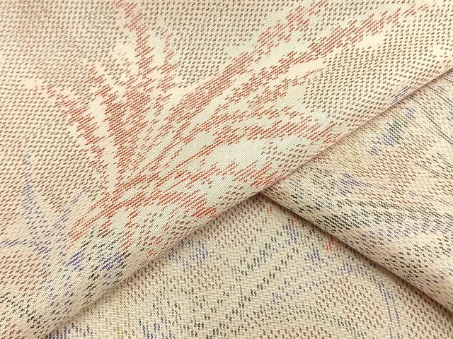 平和屋着物▽上質な紬 単衣 草花文 正絹 逸品 AAAW1404fy