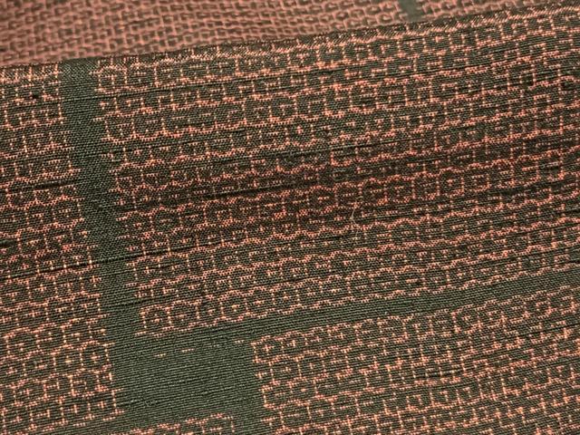 平和屋着物▽結城紬 単衣 80亀甲 色紙文 正絹 逸品 AAAW1417fy