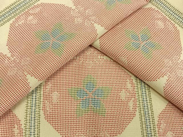 平和屋着物▽上質な紬 単衣 花丸文 正絹 逸品 AAAW1420fy