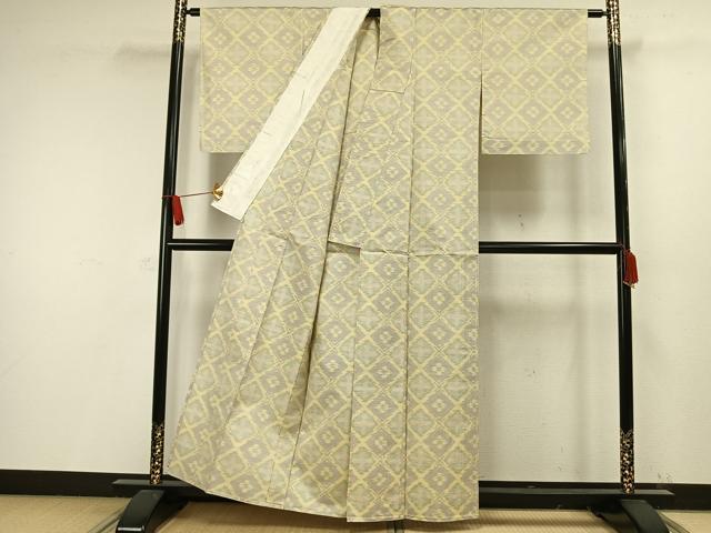 平和屋着物▽本場大島紬 単衣 花菱文 正絹 逸品 AAAW1422fy