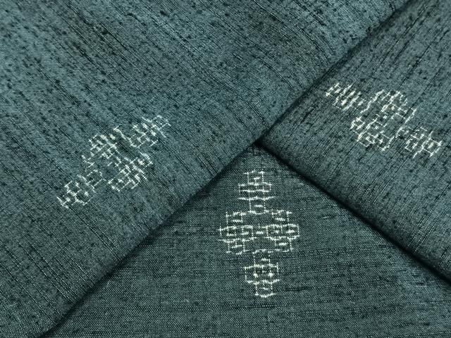 平和屋着物▽上質な紬 単衣 飛び亀甲柄 正絹 逸品 AAAW1423fy