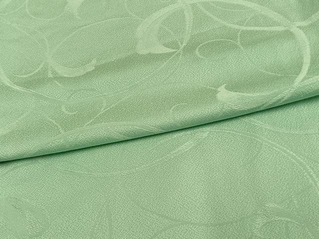 平和屋着物▽上質な色無地 単衣 唐草地紋 青竹色 正絹 逸品 AAAW1426fy