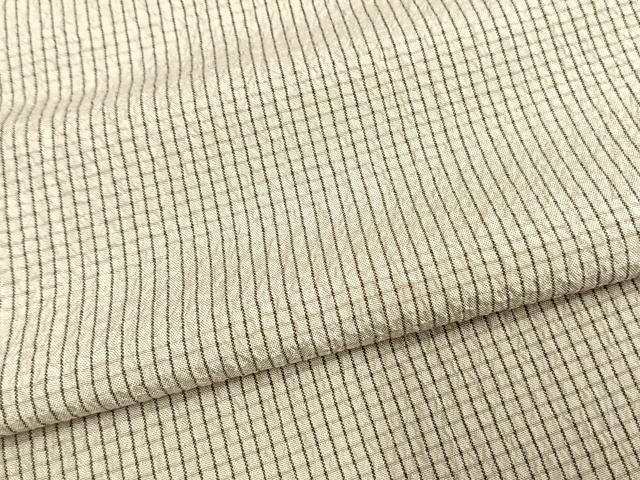 平和屋着物▽上質なお召 単衣 ふくれ織 縞 正絹 逸品 AAAW1429fy