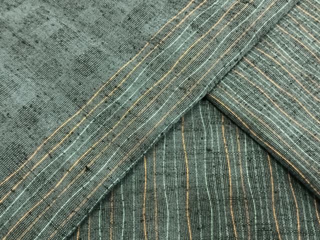 平和屋着物▽上質な紬 単衣 よろけ縞 正絹 逸品 AAAW1434fy