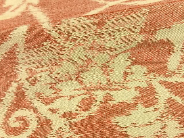 平和屋着物▽上質な紬 単衣 花唐草文 正絹 逸品 AAAW1445fy