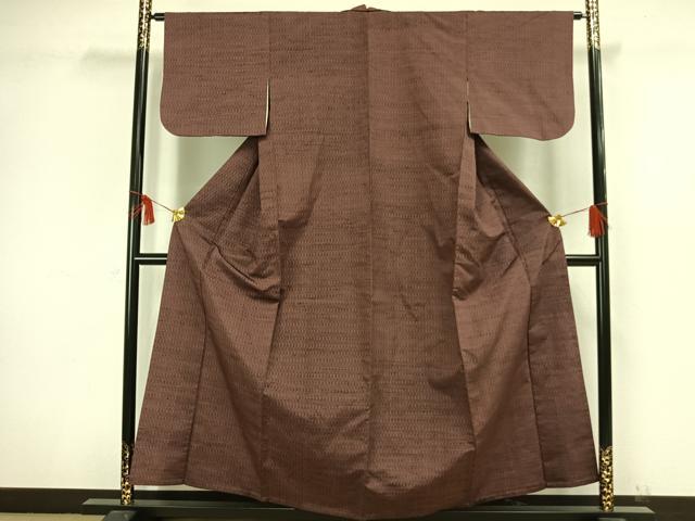 平和屋着物▽上質な紬 単衣 横段文 正絹 逸品 AAAW1456fy