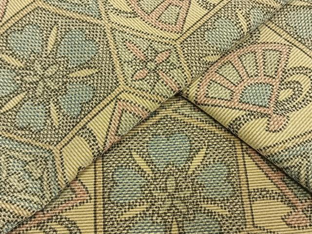 平和屋着物▽上質な紬 単衣 亀甲花文 正絹 逸品 AAAW1459fy