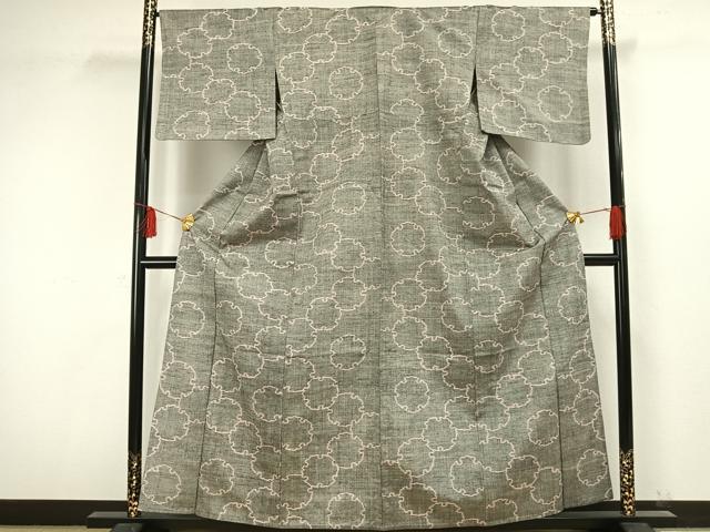 平和屋着物▽上質な紬 単衣 雪輪文 正絹 逸品 AAAW1460fy