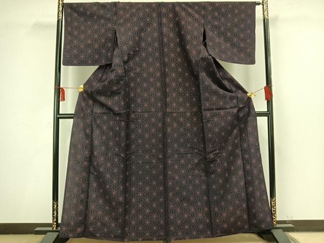 平和屋着物▽訪問着 単衣 麻の葉文様 正絹 逸品 AAAW1463fy