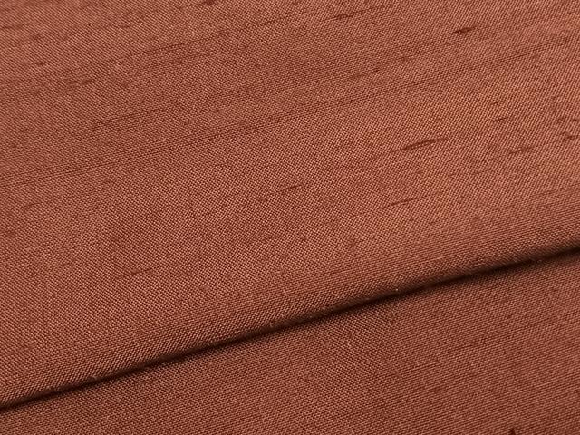 平和屋着物▽石川県指定無形文化財 牛首紬 白山工房 手織り 単衣 色無地 本草木染 海老茶色 反端付き 正絹 逸品 AAAW1465fy