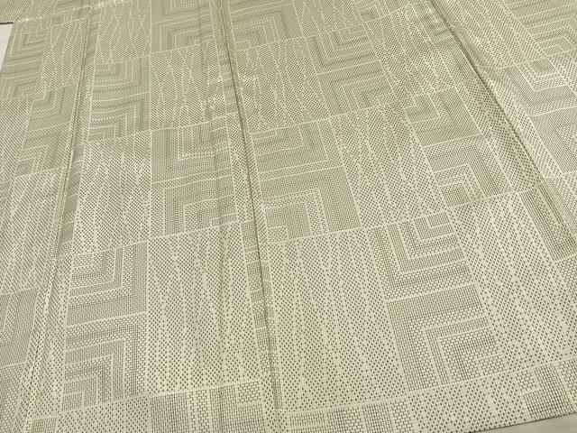 平和屋着物▽上質な紬 単衣 色紙文 正絹 逸品 AAAW1471fy