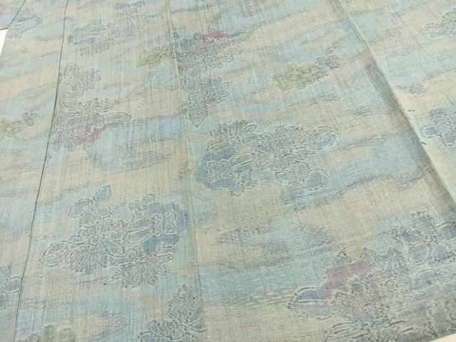 平和屋着物▽上質な紬 単衣 草花文 正絹 逸品 AAAW1473fy