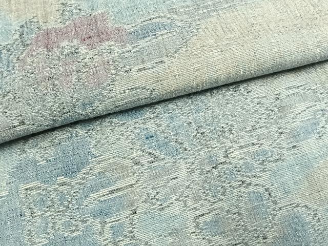 平和屋着物▽上質な紬 単衣 草花文 正絹 逸品 AAAW1473fy