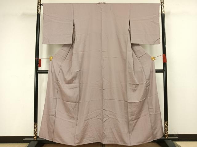 平和屋着物▽江戸小紋 単衣 万筋 ピンク色×灰色 正絹 逸品 AAAW1478fy
