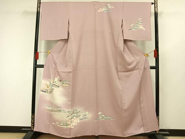 平和屋着物▽訪問着 単衣 風景文 金彩 正絹 逸品 AAAW1484fy