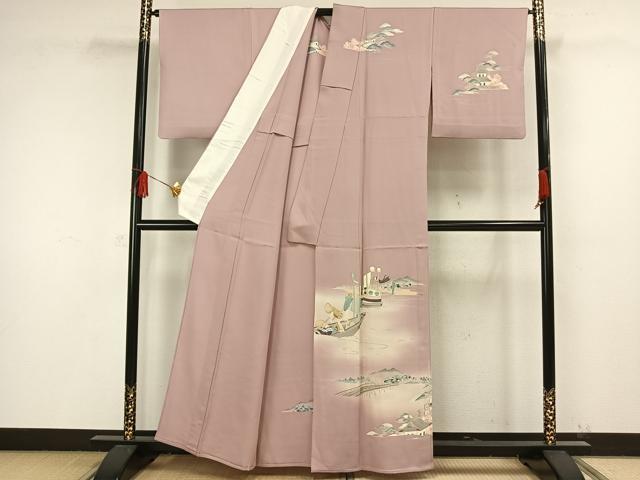平和屋着物▽訪問着 単衣 風景文 金彩 正絹 逸品 AAAW1484fy