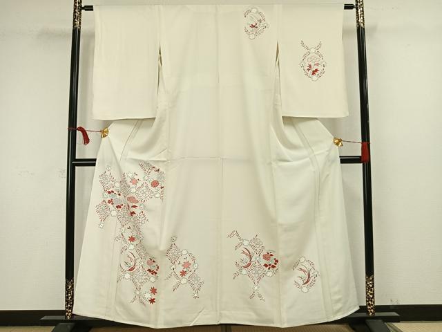 平和屋着物▽訪問着 単衣 草花文 正絹 逸品 未使用 AAAW1486fy